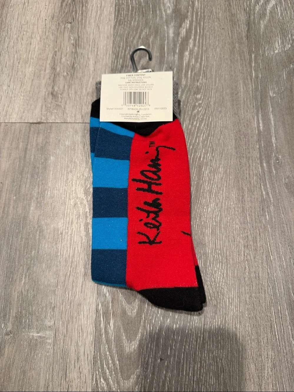 Keith Haring “Radiant Baby” Blue Striped Socks New